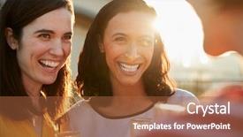  Presentation with city rooftop party - Theme featuring three angel - female friends with drinks gathered background and a red colored foreground