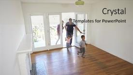  Presentation with low angle view of fictitious - Presentation theme having three angel - high angle view of family background and a light gray colored foreground