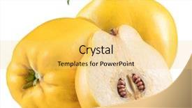  Presentation with clipping - Cool new slide set with three apple-quinces with leaf backdrop and a yellow colored foreground