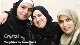  Presentation with muslim women - Beautiful PPT layouts featuring three arabic muslim women portrait backdrop and a black colored foreground