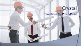  Presentation with struggle - Cool new presentation theme with three architects struggle with curtailed backdrop and a sky blue colored foreground