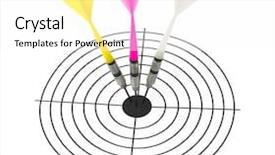  Presentation with target or goals - Beautiful presentation theme featuring three arrows darts and target backdrop and a white colored foreground