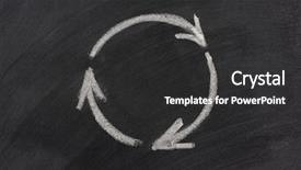  Presentation with recycling - PPT layouts consisting of three arrows recycling sign sketched background and a dark gray colored foreground