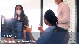  Presentation with reopen - Amazing theme having three-asian-business-person-discuss backdrop and a ocean colored foreground