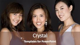  Presentation with black women - Beautiful PPT theme featuring blue satin diamond - three attractive young asian women backdrop and a tawny brown colored foreground