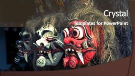  Presentation with masks - Slides consisting of three balinese masks background and a tawny brown colored foreground