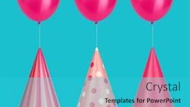  Presentation with pink birthday - Theme consisting of three-balloons-flying-with-pink background and a cyan colored foreground