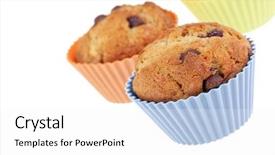 Presentation with chocolate chip - Beautiful PPT layouts featuring three banana chocolate chip muffins backdrop and a white colored foreground
