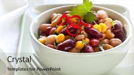  Presentation with corn - Slides featuring three bean and corn salad with chili delicious vegetarian eating background and a light gray colored foreground