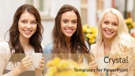  Presentation with tourism - Amazing presentation having three beautiful girls drinking coffee backdrop and a yellow colored foreground
