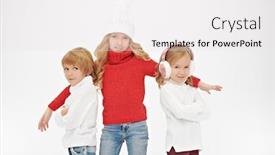  Presentation with christmas kids - Audience pleasing slides consisting of three-beautiful-kids-in-winter backdrop and a white colored foreground