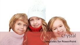  Presentation with christmas kids - Presentation theme featuring three-beautiful-kids-in-winter background and a red colored foreground