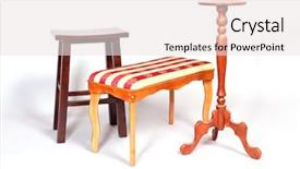  Presentation with three legged stool - Presentation design enhanced with three beautiful wooden stools stand background and a sky blue colored foreground
