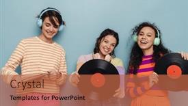  Presentation with vinyl - Theme with three-beautiful-young-girls background and a red colored foreground
