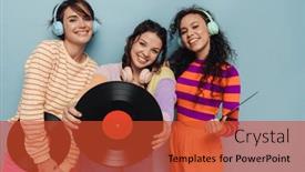  Presentation with vinyl - Theme enhanced with three-beautiful-young-girls background and a red colored foreground