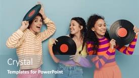  Presentation with vinyl - Presentation theme with three-beautiful-young-girls background and a seafoam green colored foreground
