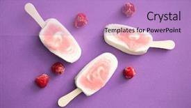  Presentation with yogurt - PPT theme consisting of three berry sorbet and yogurt background and a light blue colored foreground