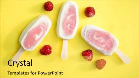  Presentation with yogurt - Cool new slide set with three berry sorbet and yogurt backdrop and a yellow colored foreground
