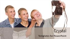  Presentation with self - PPT theme enhanced with three best friends take self background and a mint green colored foreground