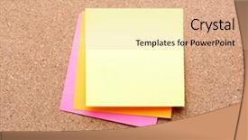  Presentation with cork - Audience pleasing presentation consisting of three blank reminder notes on cork-board closeup backdrop and a coral colored foreground