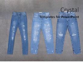 Three Blue Torn Jeans PPT template 67 | CrystalGraphics