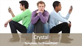  Presentation with diverse elementary students - PPT theme featuring three bored male students background and a  colored foreground