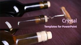  Presentation with corkscrew - Presentation theme consisting of three bottle wine and corkscrew on purple wooden background background and a tawny brown colored foreground
