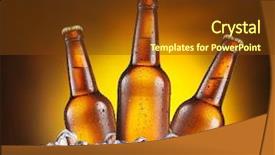  Presentation with beer bottle - Cool new PPT layouts with three bottles of beer backdrop and a tawny brown colored foreground
