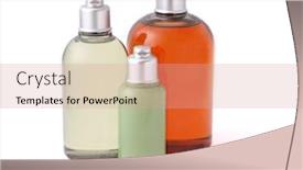  Presentation with hygiene - Cool new presentation design with three bottles of hygiene product on white background backdrop and a coral colored foreground