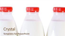 Presentation with two plastic bottles milk - Presentation design having three bottles of milk background and a  colored foreground