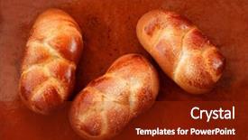  Presentation with pastries - PPT layouts with three brioche pastries over orange brown clay background bakery background and a tawny brown colored foreground