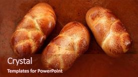  Presentation with pastries - Colorful presentation enhanced with three brioche pastries over orange brown clay background bakery backdrop and a tawny brown colored foreground