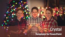  Presentation with hands holding a tree - Beautiful presentation featuring three brothers holding chritmas tree backdrop and a tawny brown colored foreground