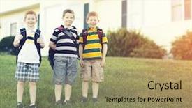  Presentation with house - Beautiful slides featuring three brothers outside their house backdrop and a  colored foreground