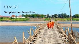  Presentation with mekong - Slide deck featuring three-buddhist-monks-on-bamboo background and a arctic colored foreground