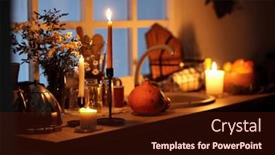  Presentation with white candles - Presentation theme having three-burning-candles-teapot-ripe and a  colored foreground