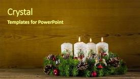  Presentation with white candles - Cool new slides with crown with three burning backdrop and a tawny brown colored foreground