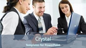  Presentation with business plan - Beautiful slides featuring three business people creating backdrop and a ocean colored foreground