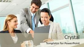  Presentation with current - Audience pleasing presentation theme consisting of discussing papers with current results backdrop and a soft green colored foreground