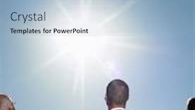  Presentation with sun - Slide set with three-business-people-looking background and a light blue colored foreground