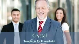  Presentation with three - Presentation theme consisting of three business people outdoor background and a ocean colored foreground