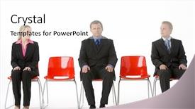  Presentation with three - Slide deck enhanced with three business people sitting background and a white colored foreground