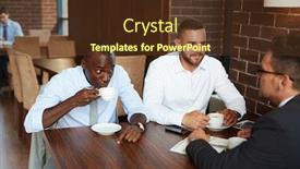  Presentation with joint - Amazing slide deck having three-businessmen-in-formalwear-gathered backdrop and a tawny brown colored foreground