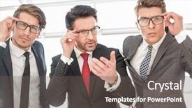  Presentation with important - Audience pleasing PPT layouts consisting of three businessmen looking at you backdrop and a gray colored foreground