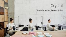  Presentation with busy - Theme featuring three-busy-female-designers background and a light gray colored foreground