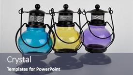  Presentation with shape - Amazing PPT theme having three-candleholders-lantern-shape backdrop and a dark gray colored foreground