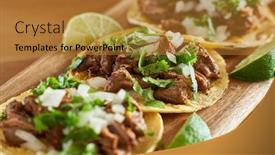  Presentation with mexican - Beautiful presentation theme featuring three-carne-asada-mexican-street backdrop and a gold colored foreground