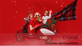  Presentation with red stars - Beautiful slides featuring three-cheerful-children-ride backdrop and a red colored foreground