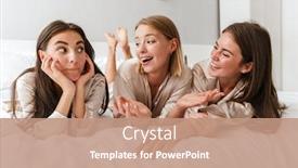  Presentation with three - Audience pleasing PPT layouts consisting of three-cheerful-girls-friends-wearing backdrop and a coral colored foreground