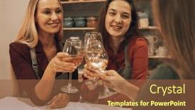  Presentation with ceramic - Slides enhanced with three-cheerful-young-women-friends background and a tawny brown colored foreground